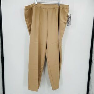 Bend Over women's high rise trouser pants size 32W new pull on ankle crop tan‎